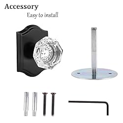 3 Pack Crystal Door Knobs with Matte Black Arched