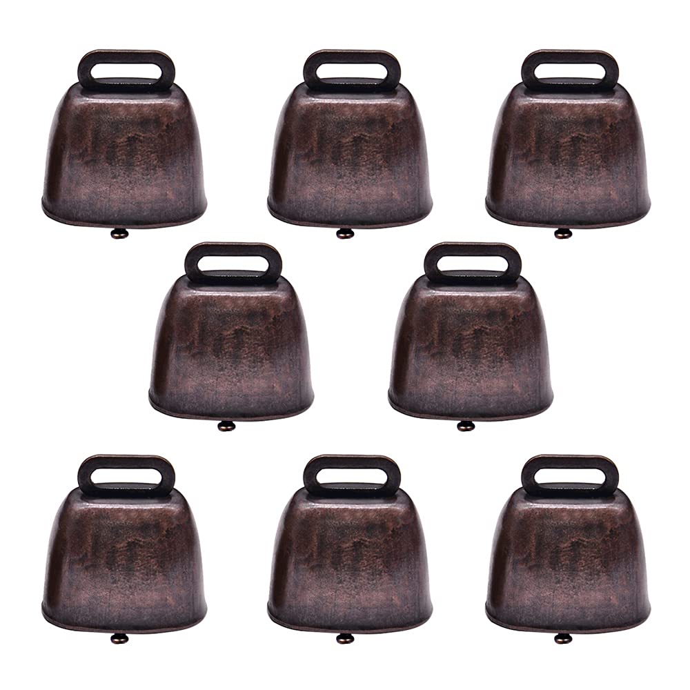 8 Pack Animal Copper Loud Bronze Bell,Grazing Copper Bells,Metal Cow Bells for Dogs, Small Antique Style Metal Bells, for Cow Horse Sheep Cats Small Pets Anti-Theft Accessories. (Red Bronze)