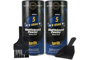 TwigtoNest Sun-Glo Shuffleboard Sand - Shuffleboard Powder Wax with Mini Dustpan and Mini Brush Set, 2 Pack (16oz/Each) - SunGlo #5 Star (Medium Speed)
