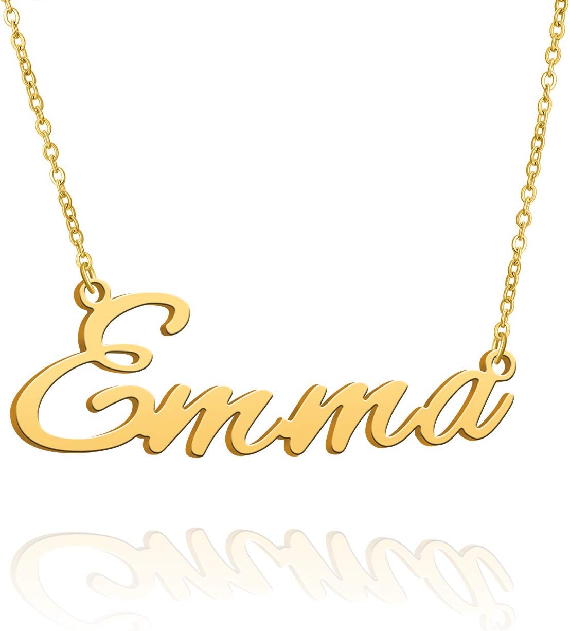 BUREIName Necklace Personalized Gold Plated friendship Jewelry Women Gift for Her (Emm pendantA)