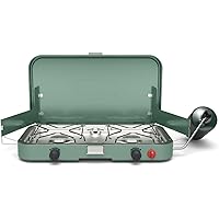 Coleman 2-Burner Camping Stove, Portable Propane Camp Grill with Adjustable Burners and Wind Guards for Beach Cookouts, Backy