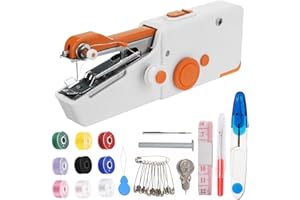 TIKMUS Handheld Sewing Machine, Mini Sewing Machine for Adults Quick Stitching, Portable Sewing Machine with Sewing Supplies Suitable for Clothes, Jeans, DIY, Home, Travel (Orange)