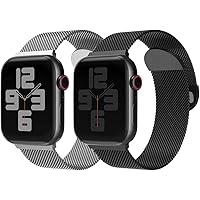 Sksozom Magnetic stainless Steel Mesh Loop Metal Band Strap, Compatible with Apple Watch Band SE/7/6/5/4/3/2/1 38mm 40mm…
