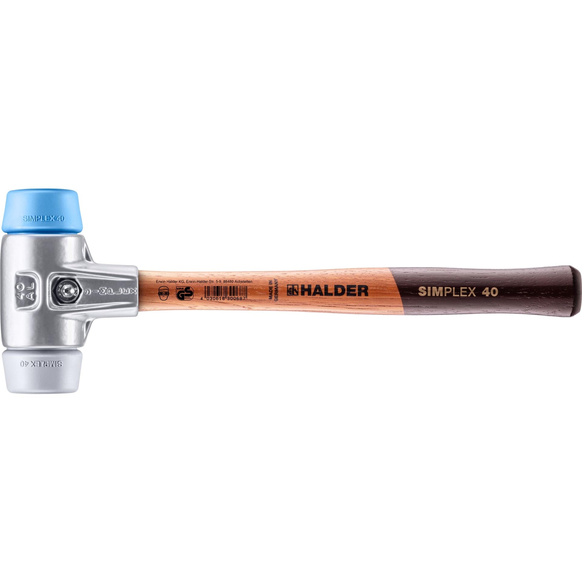 Halder 3113040 "Simplex" TPE-Soft/TPE-Mid Soft-Face Mallet, Multi-Colour, 40 mm