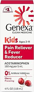Genexa Children's Clean Acetaminophen | Pediatrician Preferred Ingredients | Pain & Fever Reducer for Kids | Dye Free, 0% Art