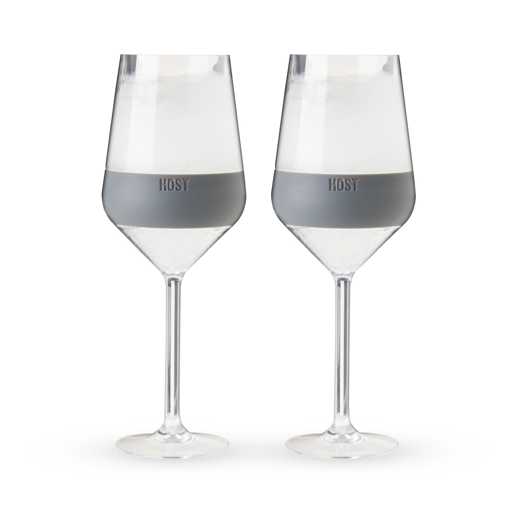 Host Wine Freeze Lot de 2 verres à vin à double paroi avec gel de refroidissement actif et poignée en silicone isotherme | Lot de 2 gobelets en plastique de 192 ml, gris (10033)