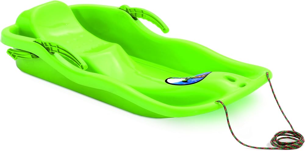 Prosperplast Race Sledge Green Snow Glitter Pulling Rope Steering Brakes Plastic