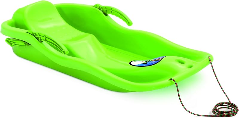 Prosperplast Race Sledge Green Snow Glitter Pulling Rope Steering Brakes Plastic