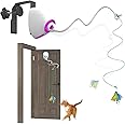 Mdupw Cat Toy Feather and Mylar Crinkle Balls for Indoor Cats, Rechargeable Door Hanging Retractable Kitten String Toys,Electronic Self Play Cat Teaser Toy