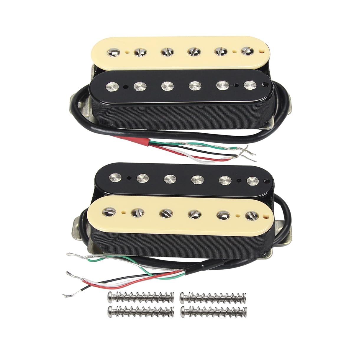 FLEOR Alnico 2 Humbucker Pickup HBA2 Electric Guitar Humbucker Neck and Bridge Pickup Set, Cream+Black