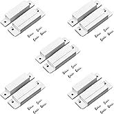 QWORK MC-31 Wired Surface-Mounted NC Magnetic Door Window Contact Sensor Alarm Reed Switch, White, Pack of 5 with 20 Screws