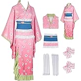 JMOBEU Kanroji Mitsuri Costume Kimono Kanroji Maid Dress Uniform Outfit Full Set Halloween For Women