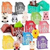 EnAuRoL Learning Barn Toys for Toddlers 3+ Years Old, 20 Pieces Farm Animal Finger Puppets for Kids, Montessori,Counting, Mat