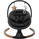 Baby Swings for Infants, Electric Infant Swing with 5 Speed Modes, 5-Point Harness, 3 Timer Settings, Built-in Songs &amp; Bluetooth, Portable Baby Swing with Remote Ccontrol, Indoor Outdoor Use