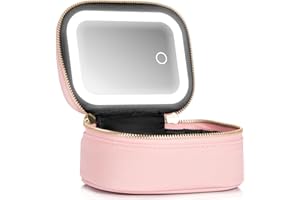 EXTREI GENT Mini Makeup Bag with Led Mirror, Small Travel Make up Bag 3 Light Modes Adjustable Brightness, for Women Organizer Cosmetic Bag, Portable Travel Train Toiletry Bag, for Pool Parties Work Touch-Ups