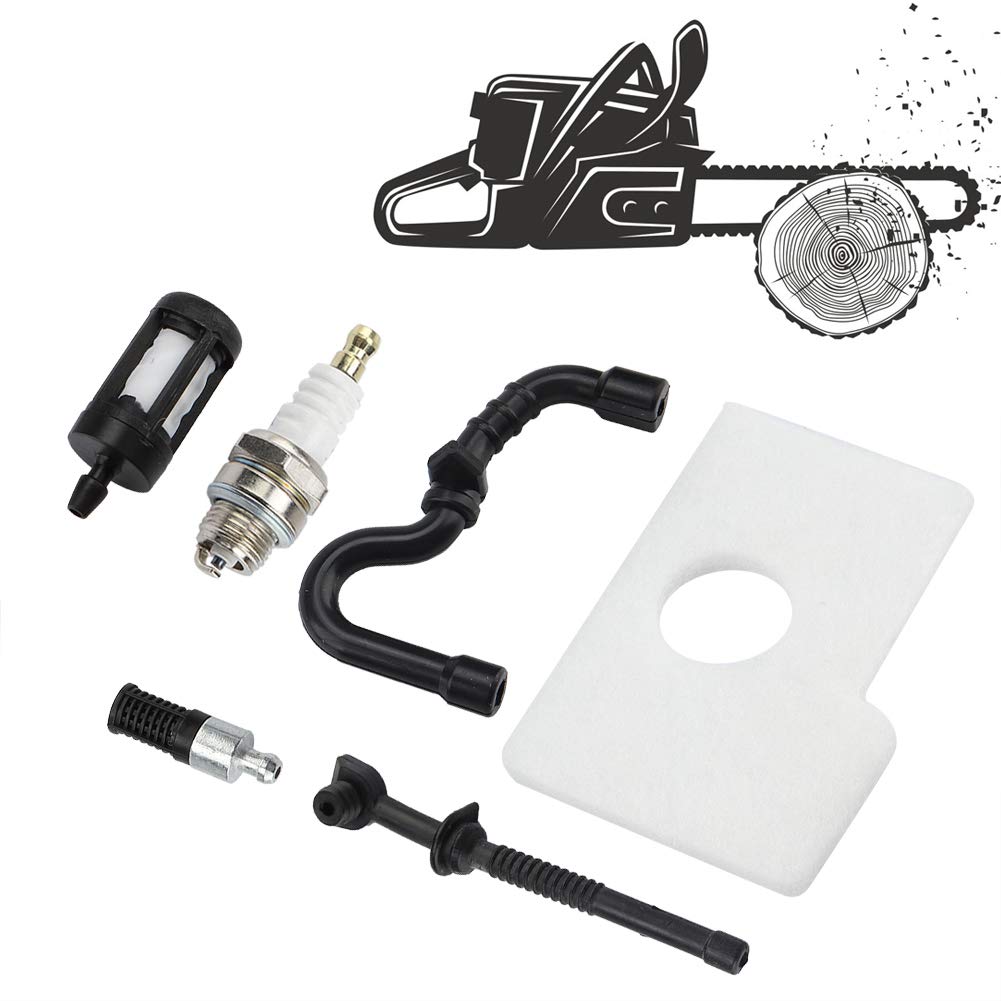 Akozon Upstart Components Ms 170 Chain, Plug Kit for 017 018 Ms170 Chainsaw Ms170 Service Kit MS180 Chainsaw Air Fuel Oil Filter And Spark