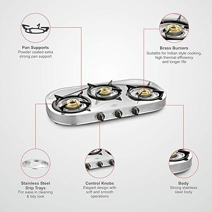 Mebelkart Sunflame Cooktop Shakti Star 3 Burner