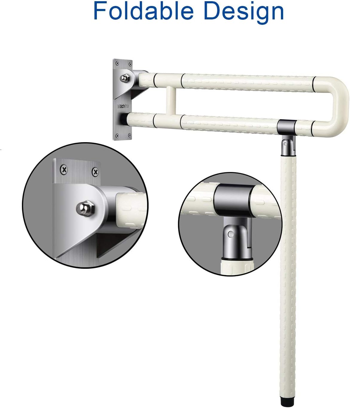 29.5 INCH Grab Bars for Bathroom Toilet Safety Rails for Elderly Pregnant Women Disabled Handicap Bar Medical Flip Up Arm Rails Support Foldable Skid Resistance White: Health & Personal Care