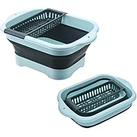 WMKJDS 11L（2.91 Gallon） Collapsible Dish Basin with Drain Plug, Space Saving Outdoor Multiuse Foldable Sink Tub, Dishpan, Por