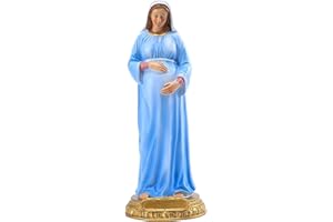 QIANLING Pregnant Virgin Mary Statue - 8.4" Resin Mother of God Figurine, Catholic Religious Decor for Prayer Room, Home Altar, Church, Shelf or Table, Spiritual Gift for Women & Believers