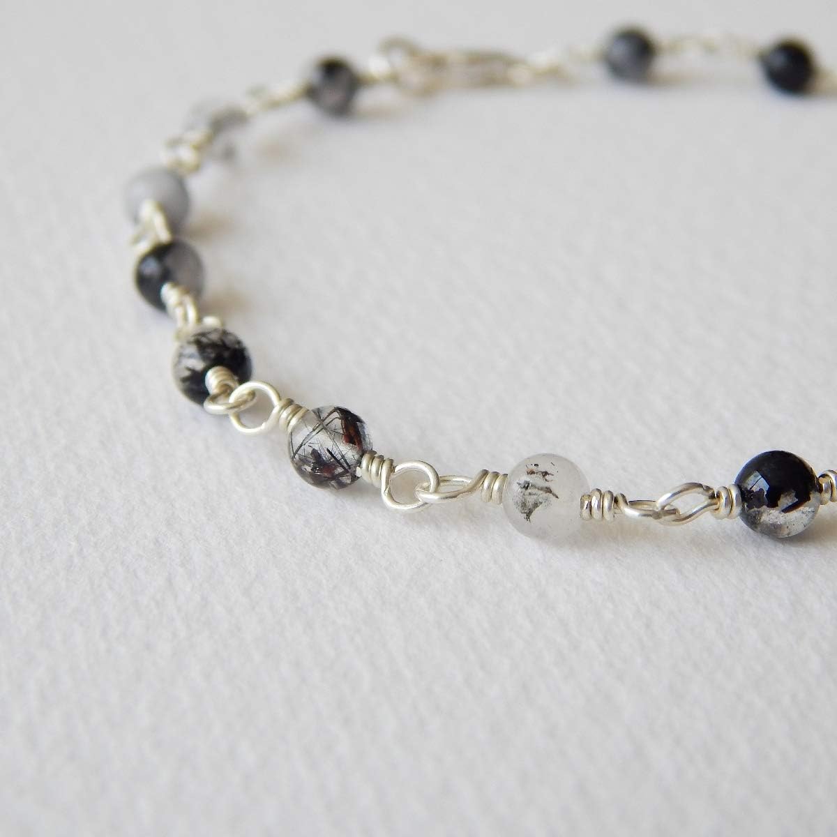 Tourmalinated Quartz Bracelet in Sterling Silver