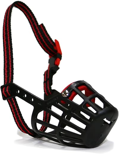Ancol Plastic Muzzle Black Red Size 3 18x8.5cm Basket Style