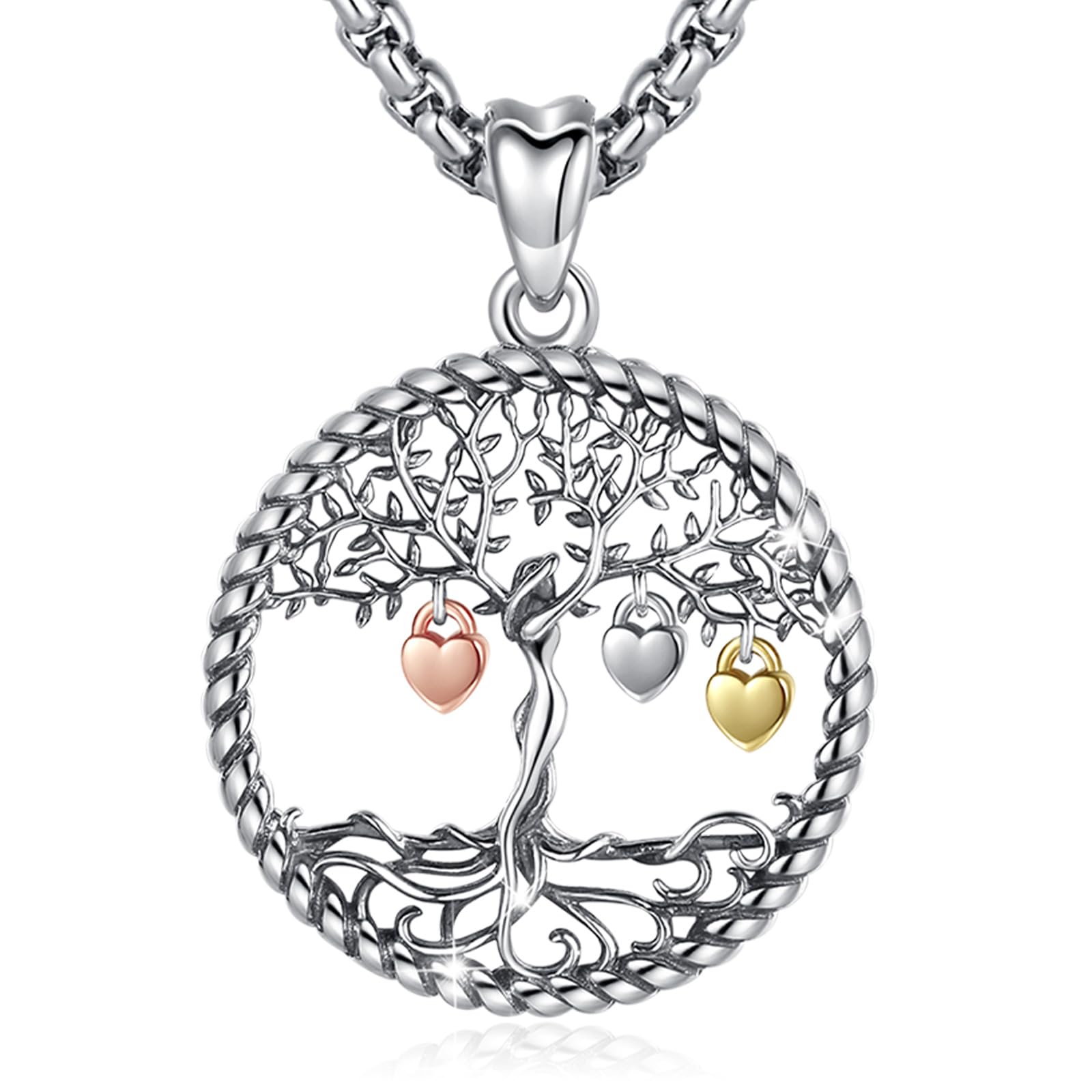 Eusense 925 Sterling Silver Tree of Life Necklace, Family Tree Pendant, Jewellery Gift for Women