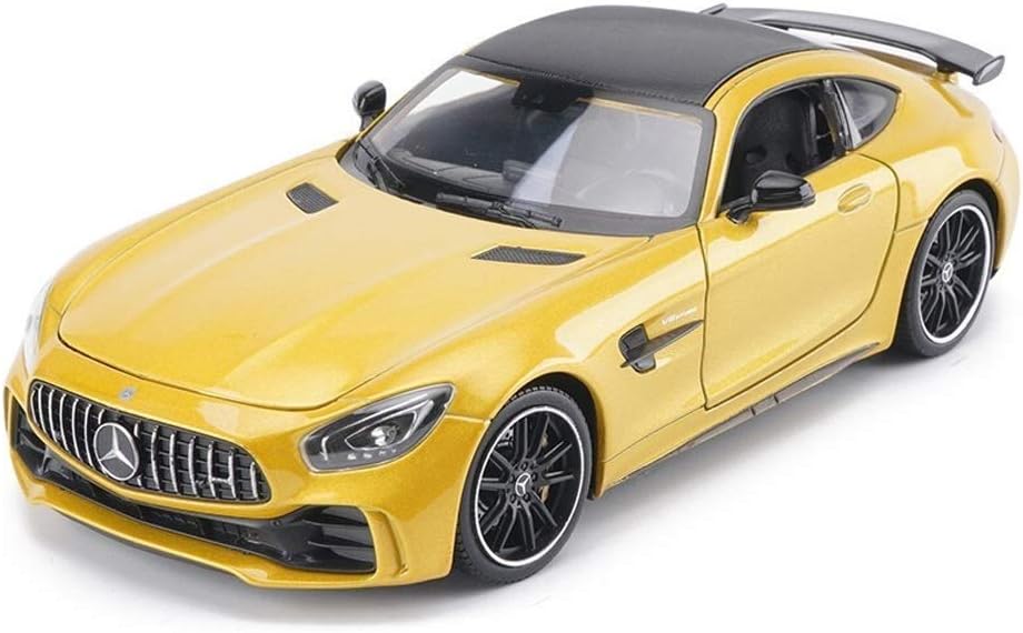 Jackson Wang Proportional model simulation car die-casting model series decorative gift decoration Mercedes - Mercedes-Benz sports car AMG GT-R car model 1:24 simulation,Yellow