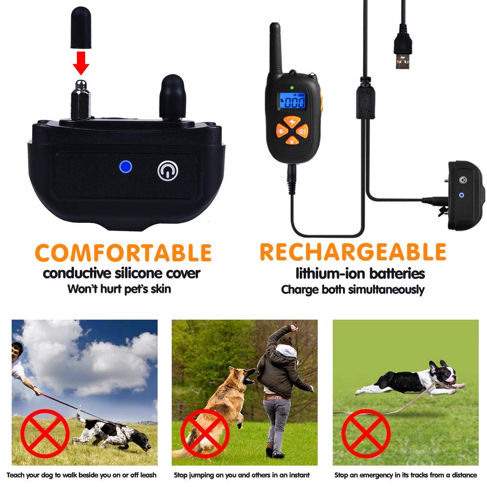 Gtpeak Bark Collar Dog Training Collars[2018 New] for Small Medium Large Breed with 3 Attention-Generating Tactic, Waterproof/Remote/Rechargeable/Harmless E Trainer