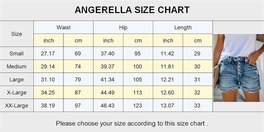 Angerella Denim Shorts for Women Mid Rise Ripped Jean Shorts Stretchy Folded Hem Hot Short Jeans at  Women’s Clothing store