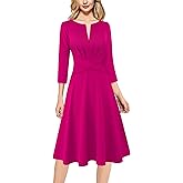 VFSHOW Womens Front Zipper Office Business Work Church Professional Front Zipper Knee Length A Line Fit and Flare Dress