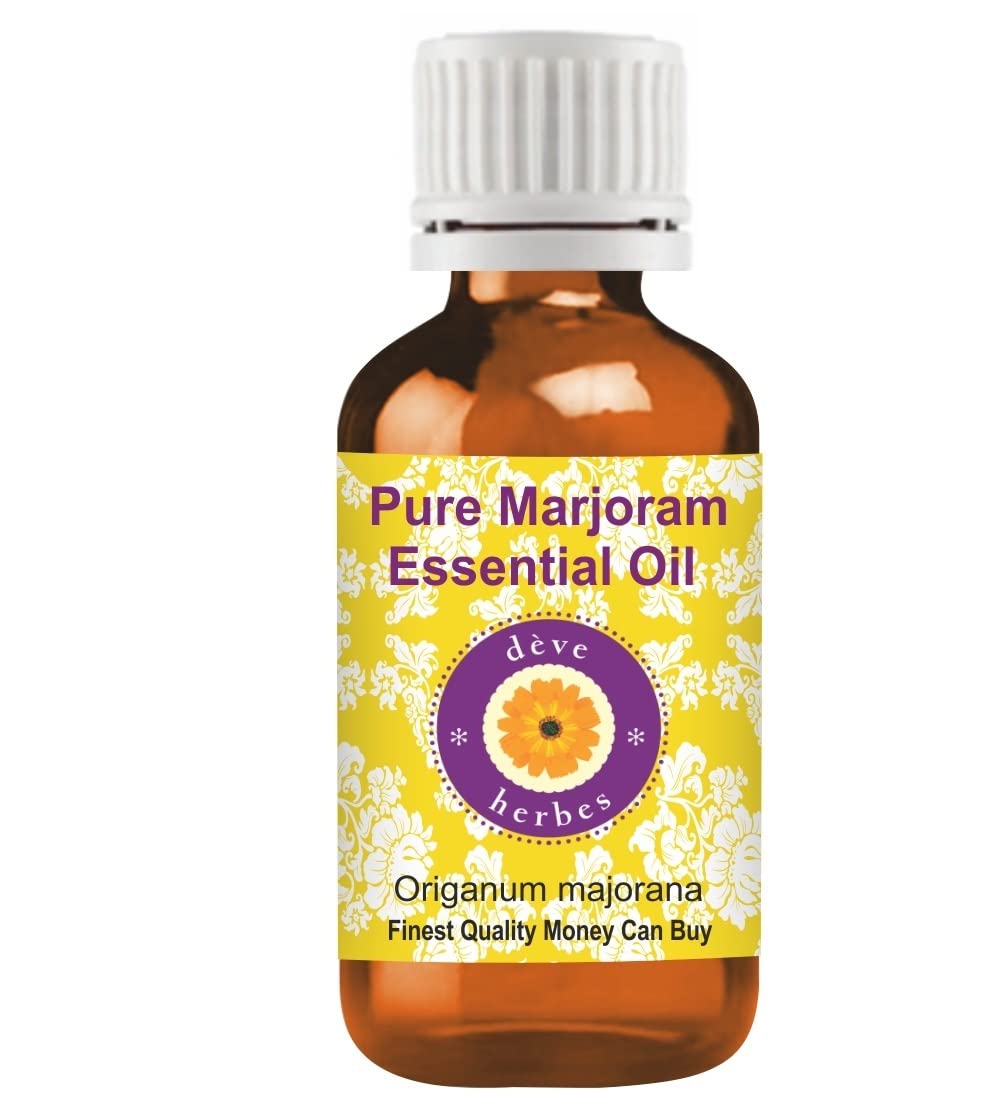 Deve Herbes Pure Marjoram Essential Oil (Origanum majorana) Non-Sticky | Non-Greasy | Sweet Herbal Aroma | for Aromatherapy, Massage, Relaxation & Diffuser 10ml
