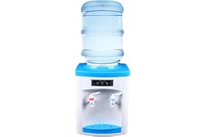 BAZARGAME Top Loading Water Cooler Dispenser,5 Gallon Desktop Electric Hot Cold Water Dispenser, Boiling Water with 3Temperature-Settings, 110V Countertop Water Cooler Dispenser for Home Office (Blue)