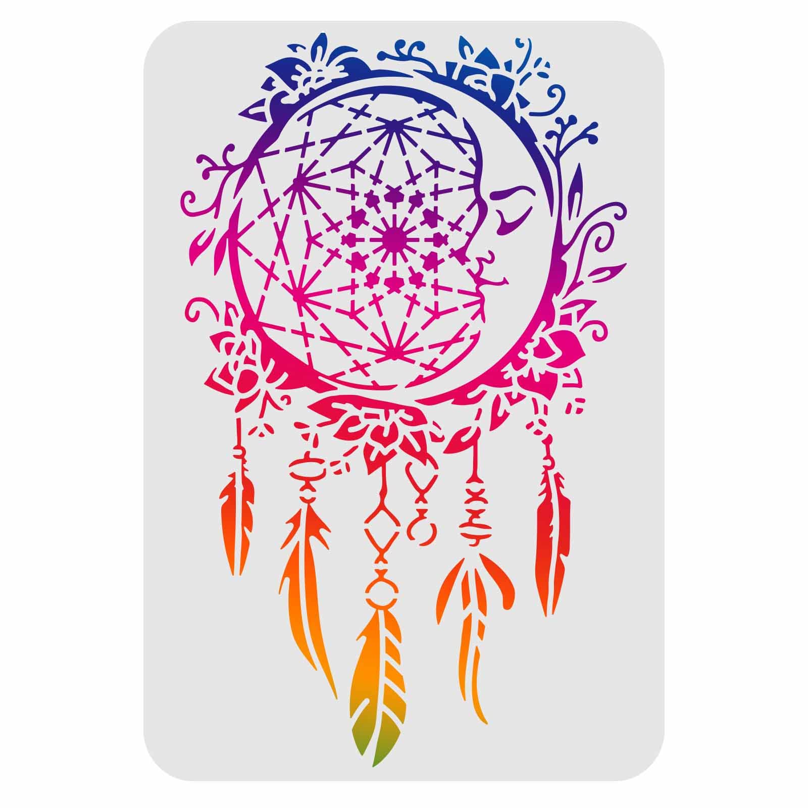 FINGERINSPIRE Moon Dreamcatchers Drawing Painting Templates 29.7x21cm Plastic Stencils Decoration Rectangle Stencils for Painting on Wood, Floor, Wall and Fabric