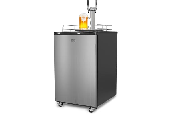 BLACK+DECKER Beer Kegerator, 6.1 Cu. Ft. Extra Large Capacity Draft Beer Machine for Home with Double Tap & 2-Shelf Fridge