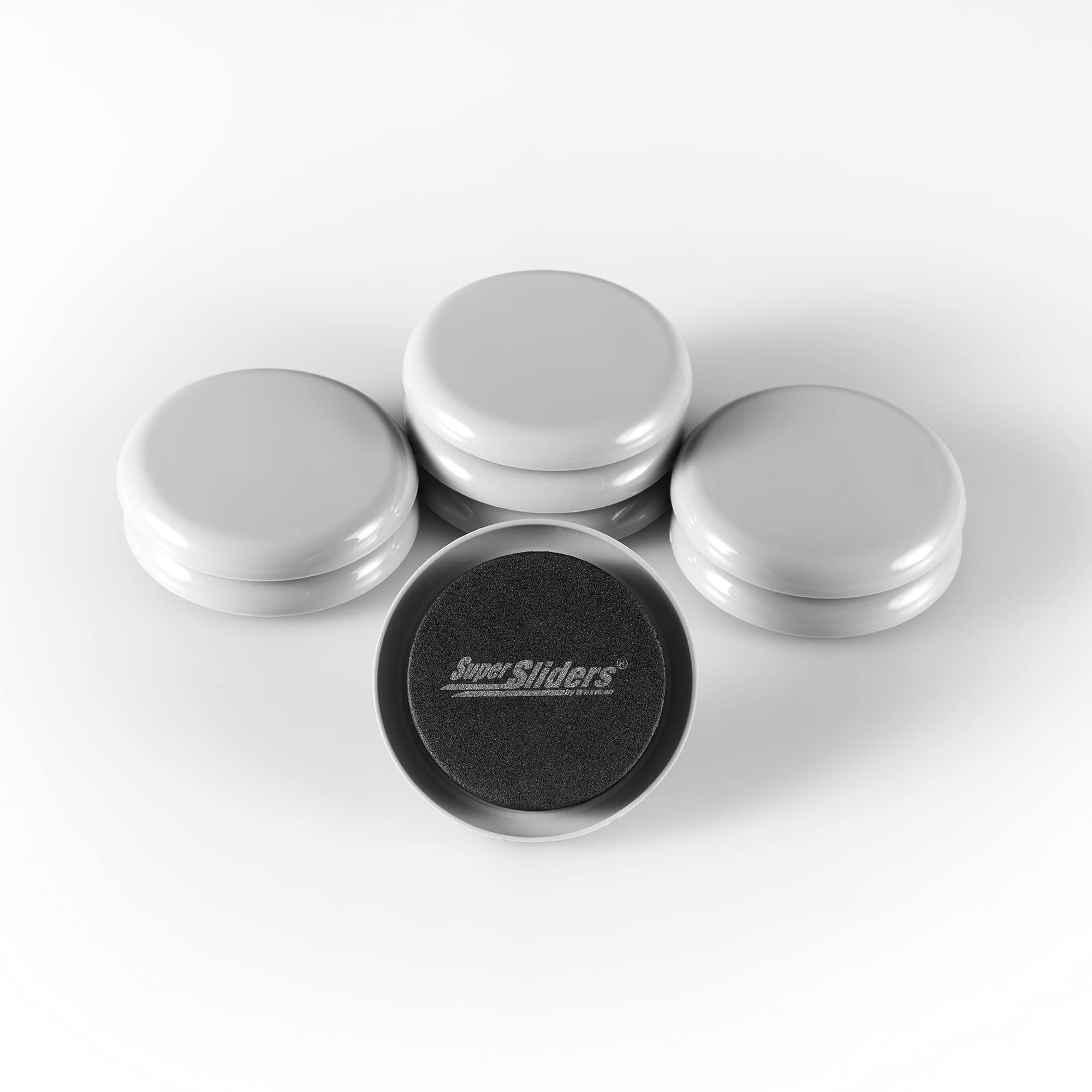 Super Sliders 4744495N Reusable Slider for Medium Sized Furniture on Carpet 2-1/2 Inch Gray, 8 Pack, White