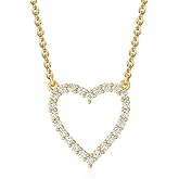 JUDAILY Cute Heart Necklace for Women: 14K Gold Plated Open Heart Pendant Non-Tarnish Simple Dainty Gold Necklace for Women Trendy Jewelry Gifts for Women