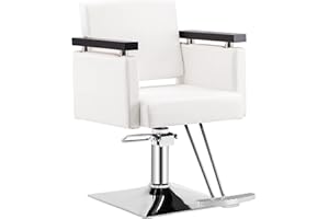 BarberPub Classic Hydraulic Barber Chair Salon Chair Beauty Spa Styling Salon Equipment 8803 (White)