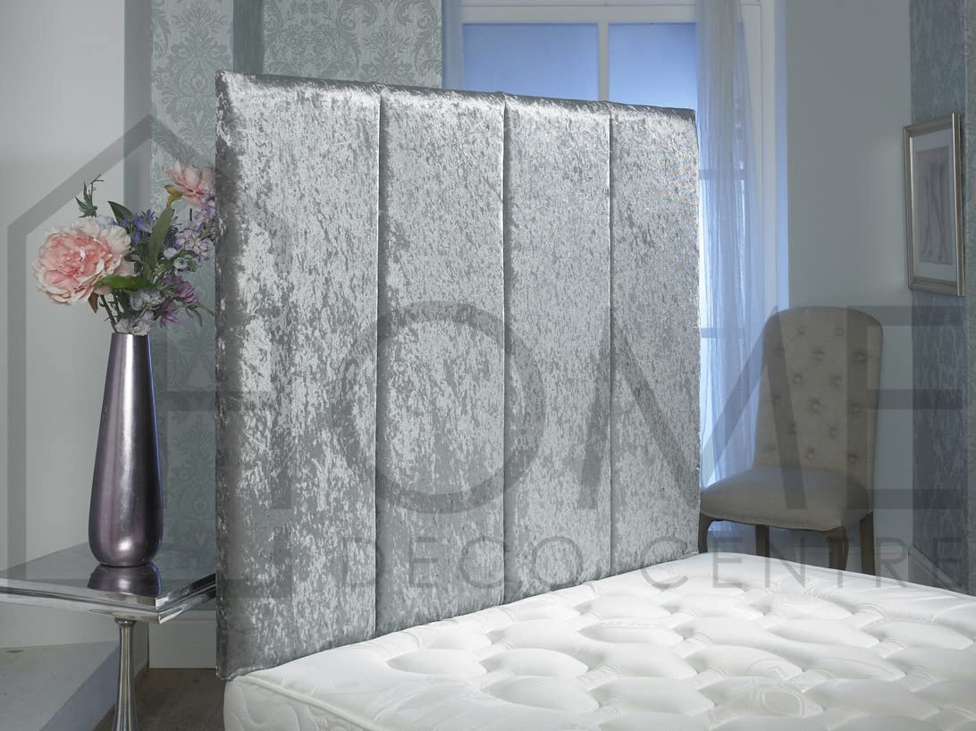 EXCELLENT CRUSHED VELVET ALTON WALL HEADBOARD 2ft6,3ft,4ft,4ft6,5ft,6ft !! (3FT SINGLE 36'', Silver)