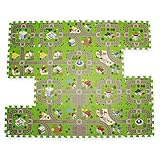 Exultimate Foam Play Mat Road Toy Playmat Interlocking Floor Puzzle Road Playroom Mat Interactive Play Set (18 Piece Set)