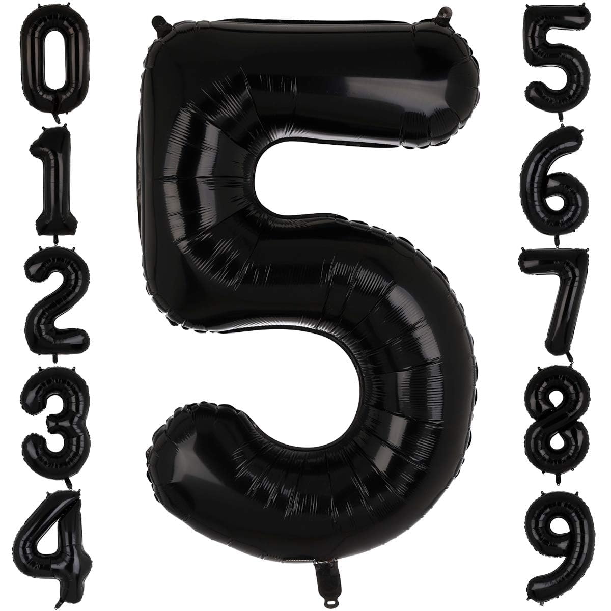 40 Inch Large Foil Number 5 Balloons Black Big Mylar Helium Balloon Birthdays Party Decorations Supplies