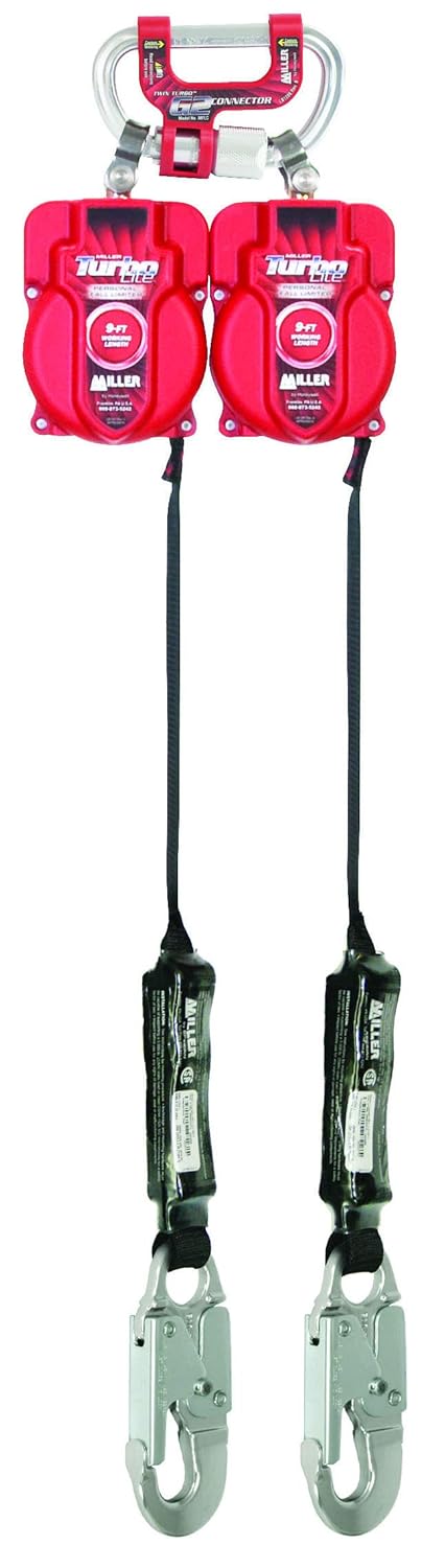 Honeywell Miller Twin Turbo 9-Foot Fall Protection System with G2 Connector and Aluminum Locking Snap Hooks (MFLC-11-Z7/9FT)