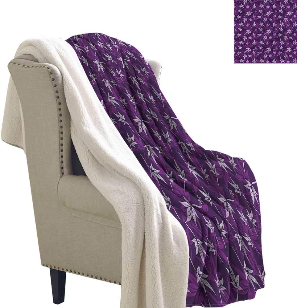 Zodel Baby Blanket Indigo Abstract Lily Flowers Reversible Blanket for Bed and Couch W59 x L47