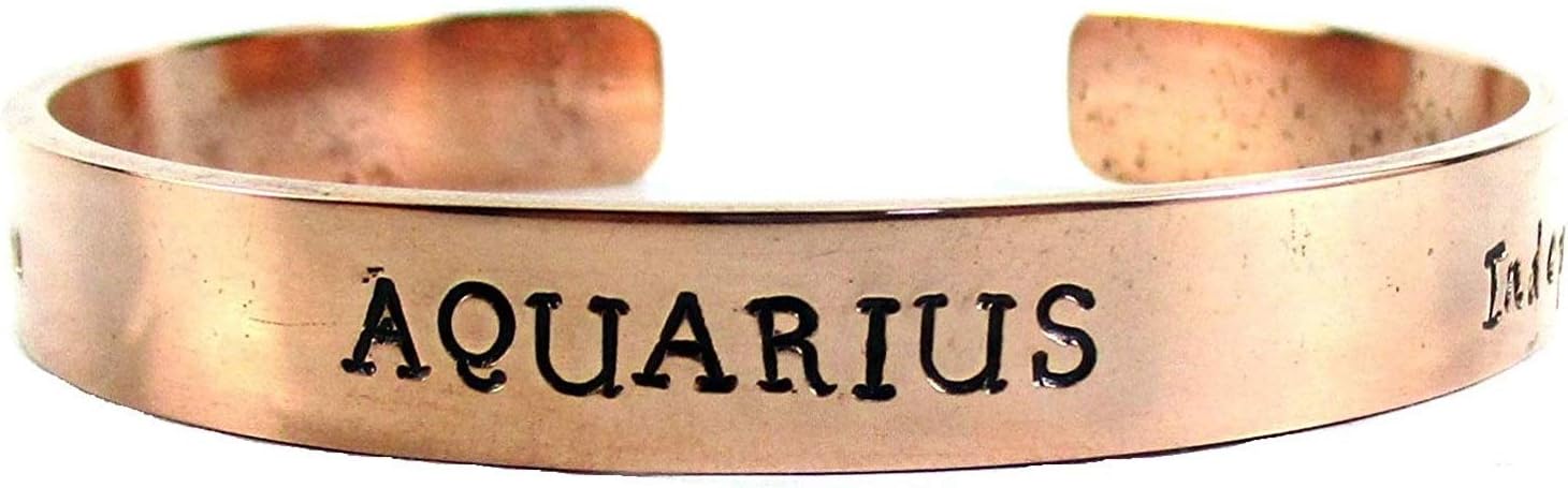 Streetsoul Choose Your Zodiac Star Sun Sign Bracelet Handmade of Pure Copper 9 mm Gift For Men Boys.