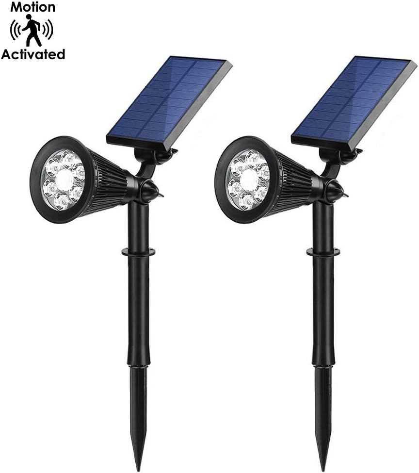 Motion Activated LED Solar Lights with Bright/Dim Mode, IP65 Waterproof Landscape Lamp, Auto ON/Off - Perfect for Walkway, Garden, Yard and Driveway [Pack of 2]