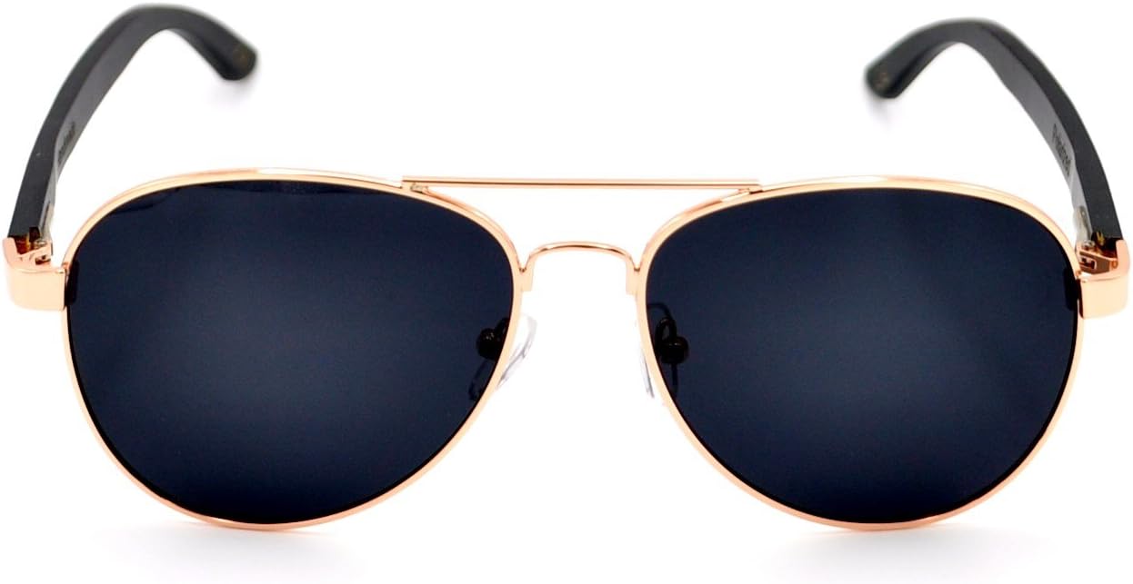 Wood Aviators Sunglasses Polarized Lens Handmade with Bamboo Case by EcoWood