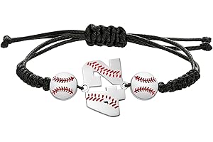 XOYOYZU Baseball Number Bracelets for Men Athletes Jersey Number Bracelet Handmade Braided Adjustable Bracelets Personalized Baseball Gifts for Men