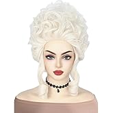 SisiruKou Women Short White Blonde Curly Fluffy Wig Halloween Costume Party Synthetic Wig