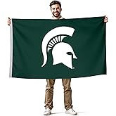 Michigan State Spartans 3' x 5' College Sports Printed Flag - NCAA Licensed - Nylon - School Banner (Green)
