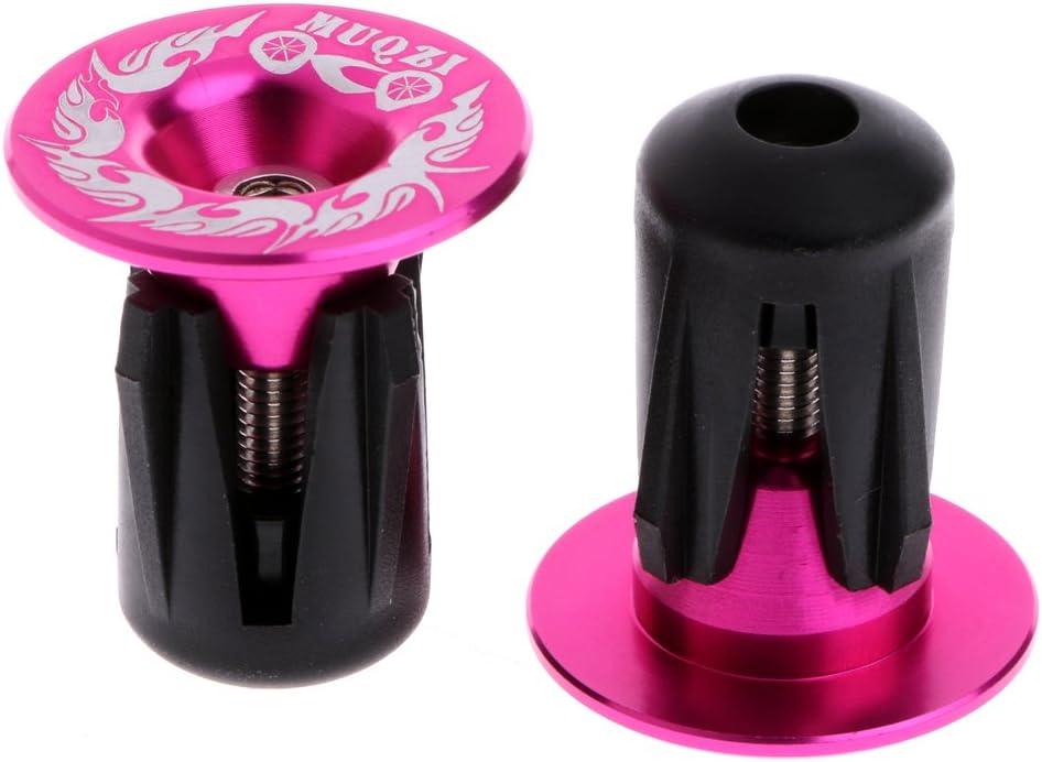 Kanstore 1Pair Aluminum Alloy Handlebar Grips Bar End Plugs Cap For MTB Road Bike Cycling(Pink)